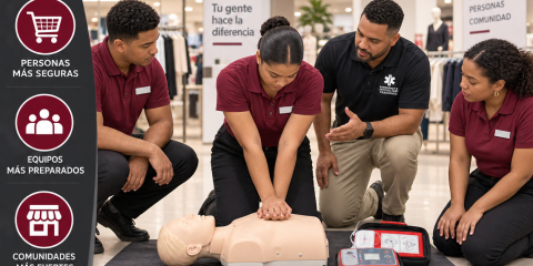 Adiestramiento Heartsaver de ECCtrainings para responder a emergencias médicas en la industria del comercio minorista.