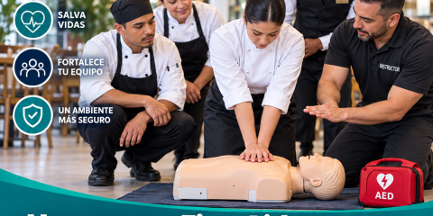 Personal de restaurantes practica RCP para responder a emergencias médicas en la industria alimentaria con ECCtrainings.