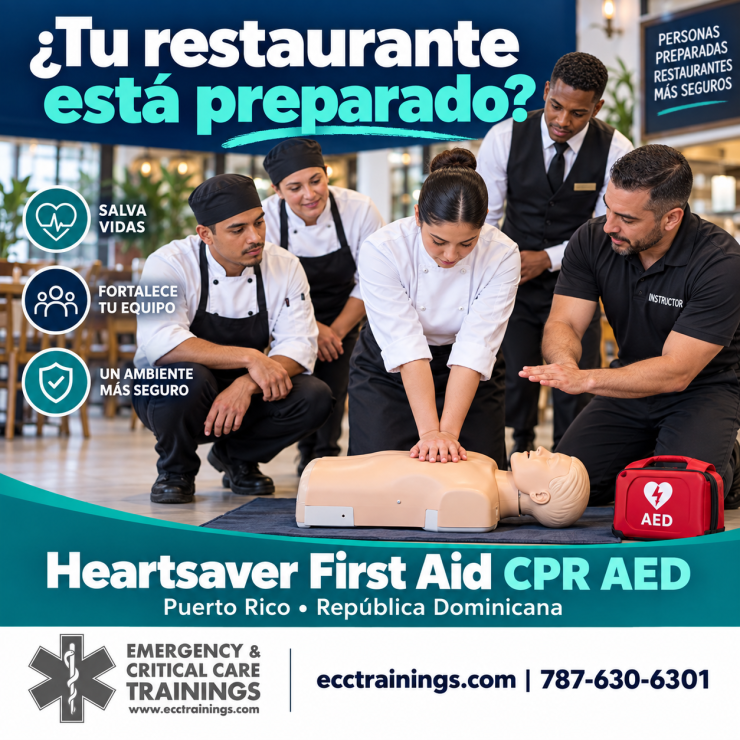 Personal de restaurantes practica RCP para responder a emergencias médicas en la industria alimentaria con ECCtrainings.