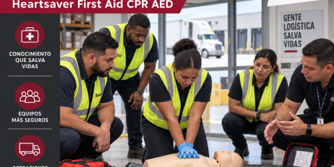 Empleados practican RCP con ECCtrainings para responder a emergencias médicas en la industria del transporte y la logística.